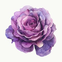 Purple rose watercolor isolated on white background