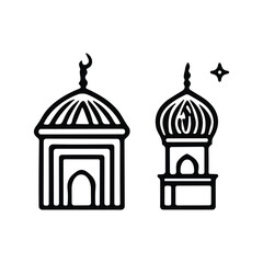 Islamic icons, such as mosque, quran, carpet, ramadan and more.