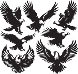 Fototapeta premium Eagle silhouette set. Eagle illustration