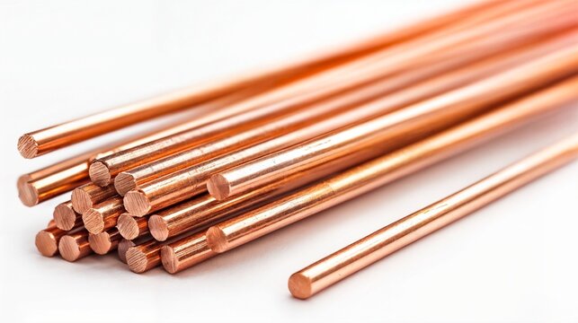 AI generated illustration of Row of copper rods facing camera