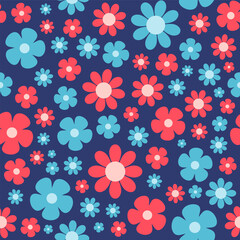 Colorful Decorative Flowers Seamless Pattern Background Vector