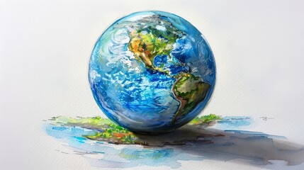 Fototapeta premium Aquarelle painting of the Earth.