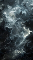 Thunderous Tempest:Dramatic Cinematic Depiction of a Raging Storm with Powerful Lightning Illuminating the Brooding Skies