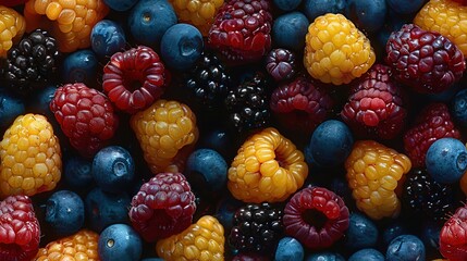   A table filled with raspberries, blueberries, and more raspberries