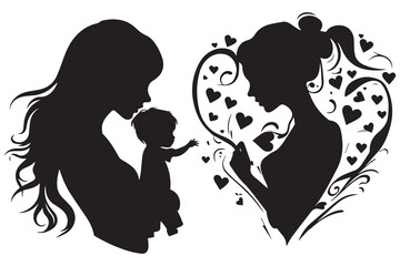 mother and child silhouette