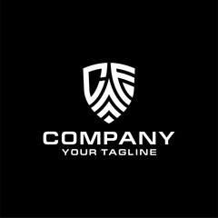 CF shield letter logo design template.
