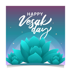 Happy vesak day lotus flower greeting social media post, Guru purnima vector post