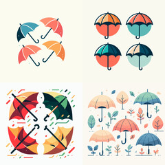 set of colorful umbrellas