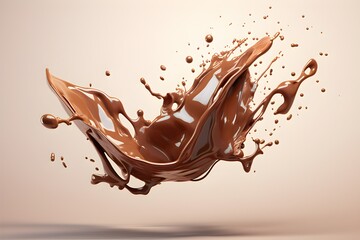 Chocolate splashes isolated on  beige  background , generated by ai