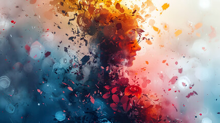 Vibrant Watercolor Explosion of Cultivated Joy and Focused Passion on Isolated Background with Cinematic Photographic Style