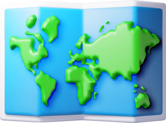 3D cartoon folded world map