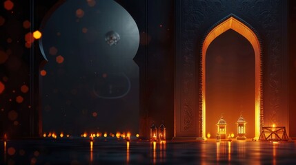 Muslim Events, Ramadan, Ramzan, Eid, Eid ul fitr, Eid ul Adha, Rabi ul Awwal, Muharram, Shab e Barrat, Shab e Miraj, Laila tul qaddar, moon night, Chand raat, qurbani. AI generated