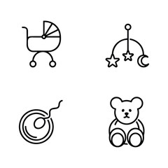 Fototapeta premium Set of line icons related to child care, international children day, kid rights, parenthood. Outline icon collection.