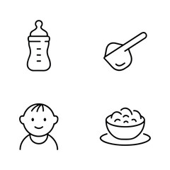 Set of line icons related to child care, international children day, kid rights, parenthood. Outline icon collection.