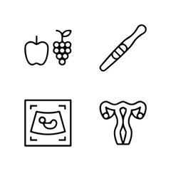 Set of line icons related to child care, international children day, kid rights, parenthood. Outline icon collection.