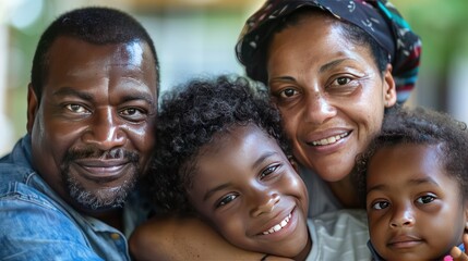 The family portrait captures a moment of warmth and togetherness, with smiles brightening each face, serving as a timeless reminder of love and unity.