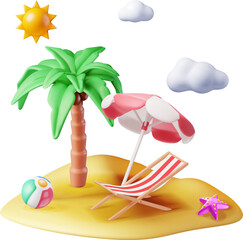 3D Deck Chair, Swim Ball, Starfish and Palm Tree.