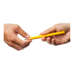 Volunteer handing out pencil isolated on transparent background