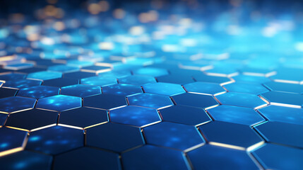 Obraz premium 3D rendering of technological hexagonal honeycomb background, abstract KV main visual business PPT background