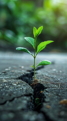 plant growing on the stone, ai