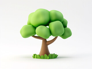 Spring trees 3D illustration, natural plants trees environment protection concept illustration elements