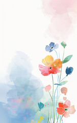 Watercolor floral artwork with pastel tones, Modern design with White background with pattern design