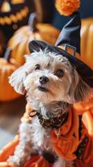 Pet dressed in a Halloween costume, adding a cute factor to a pet stores seasonal promotion
