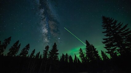 Starry Night Sky The Big Dipper and Other Constellations with Black Tree Silhouettes, Night Sky Filled with Stars The Big Dipper Shines Against a Background of Black Trees, Gazing at the Stars Big Dip