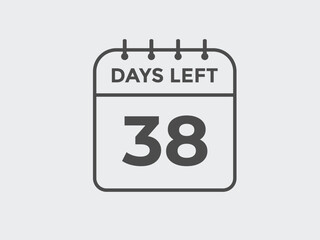 38 days to go countdown template. 38 day Countdown left days banner design. 38 Days left countdown timer
