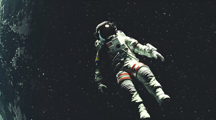 Artistic Realistic Style Spaceman Astronaut Floating in the Space Galaxy Universe Aspect 16:9
