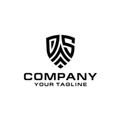 DS shield letter logo design template.