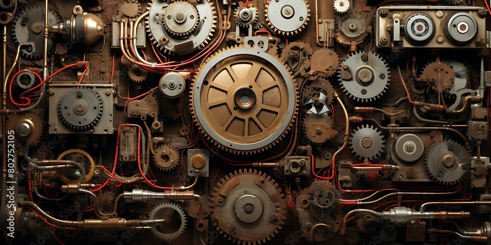 Poster a background banner of old technology and new using