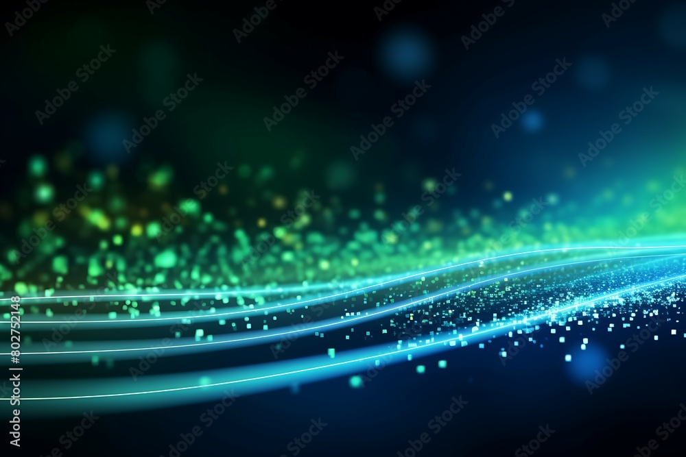 Wall mural abstract technology background with glowing lines and particles. vector illustration