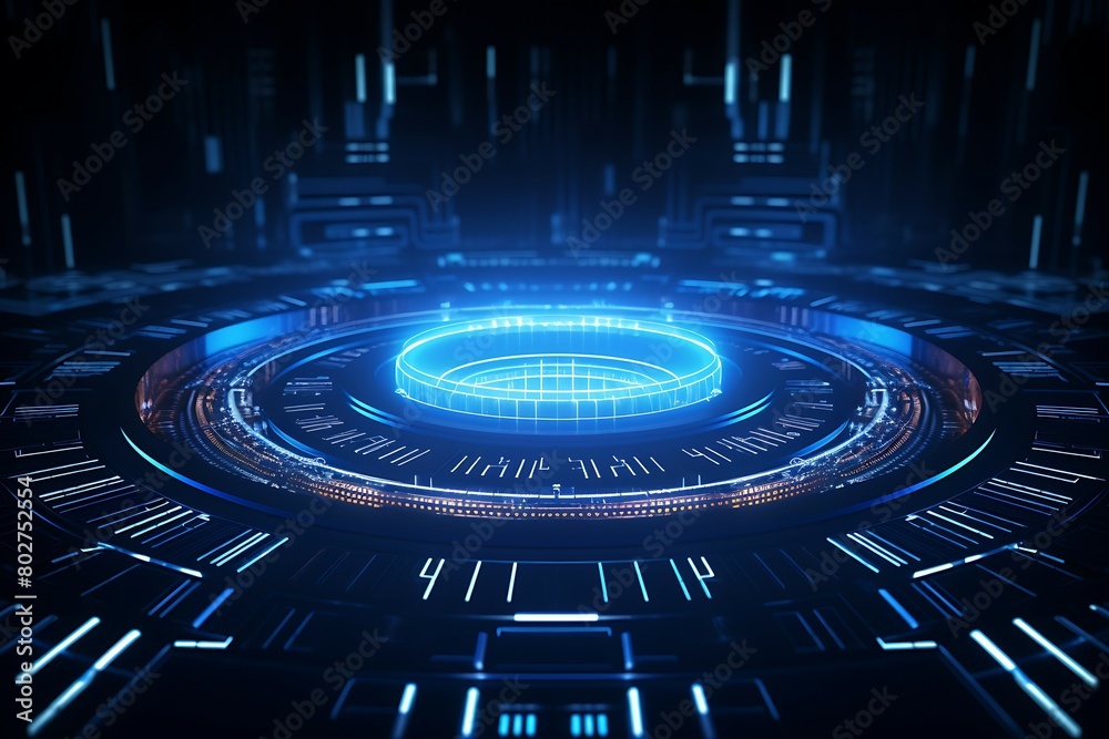 Poster futuristic background with glowing lights and circuit board