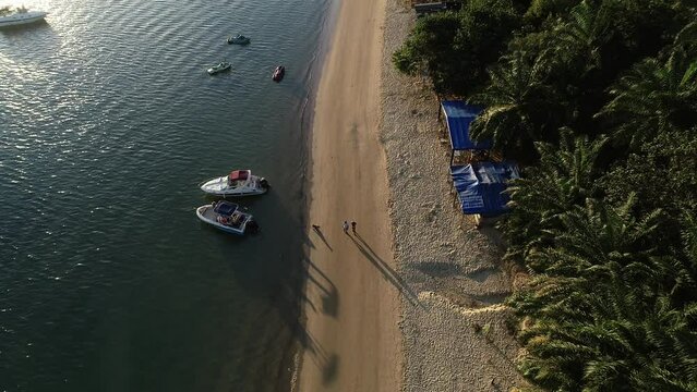 Aerial view of Boca do Rio Beach, also known as Prainha de Aratu, Ba&iacute;a de Todos os Santos - Candeias, Bahia, Brazil