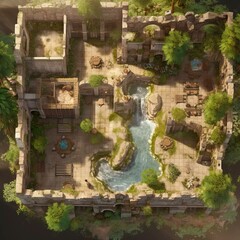 DnD Battlemap ancient, castle, ruins, heroic, fantasy, vibes