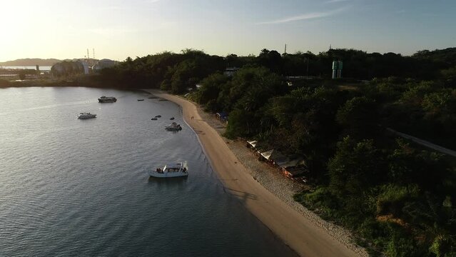 Aerial view of Boca do Rio Beach, also known as Prainha de Aratu, Ba&iacute;a de Todos os Santos - Candeias, Bahia, Brazil