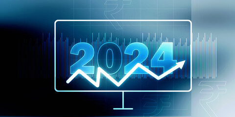 2d rendering Stock market online business concept. business Graph with 2024