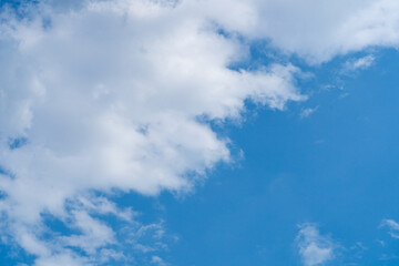 Fototapeta premium Blue Sky with White Clouds, Sunny Cloudy Sky Texture Background, Fluffy Clouds Pattern, Sunny Cumulus