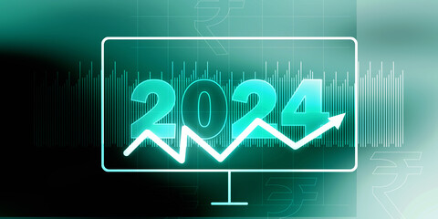 2d rendering Stock market online business concept. business Graph with 2024