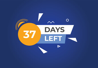 37 days to go countdown template. 37 day Countdown left days banner design. 37 Days left countdown timer
