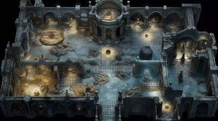 DnD Battlemap battle, map, crystal, palace, intricate, scenarios