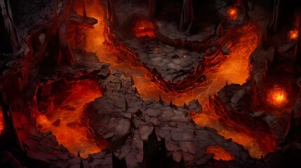 DnD Battlemap cavern, flame, underground, eerie, setting, tags