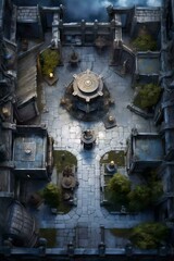 DnD Battlemap celestial, chariot, courtyard, open, awe-inspiring, scene