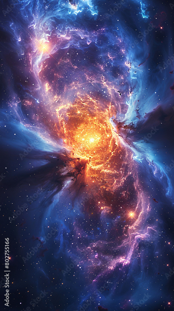 Wall mural three-dimensional rendering of deep space galaxies in the universe, abstract concept wallpaper busin