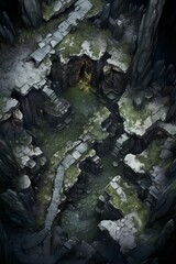 DnD Battlemap battle, map, cave, dynamic, illustration, setting