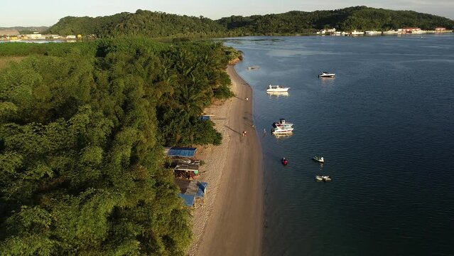 Aerial view of Boca do Rio Beach, also known as Prainha de Aratu, Ba&iacute;a de Todos os Santos - Candeias, Bahia, Brazil
