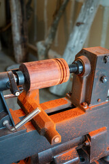 spinning wood on a woodworking lathe