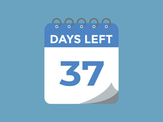 37 days to go countdown template. 37 day Countdown left days banner design. 37 Days left countdown timer
