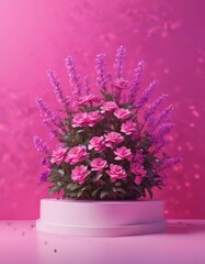 Fototapeta premium bouquet of pink roses in vase